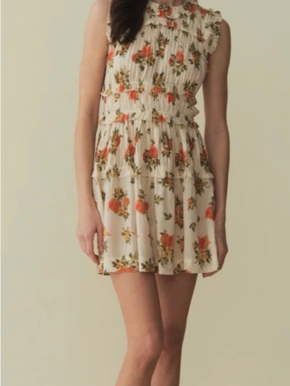 DOEN Martha Floral Print
Ruffle Mini Dress in Orangerie
Floral Size S NWT